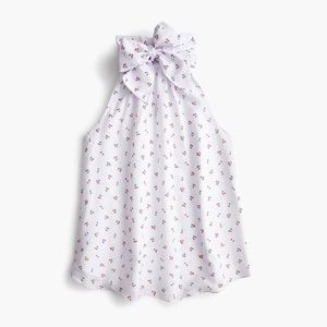 J.Crew cherry print halter with adjustable bow in cotton and silk